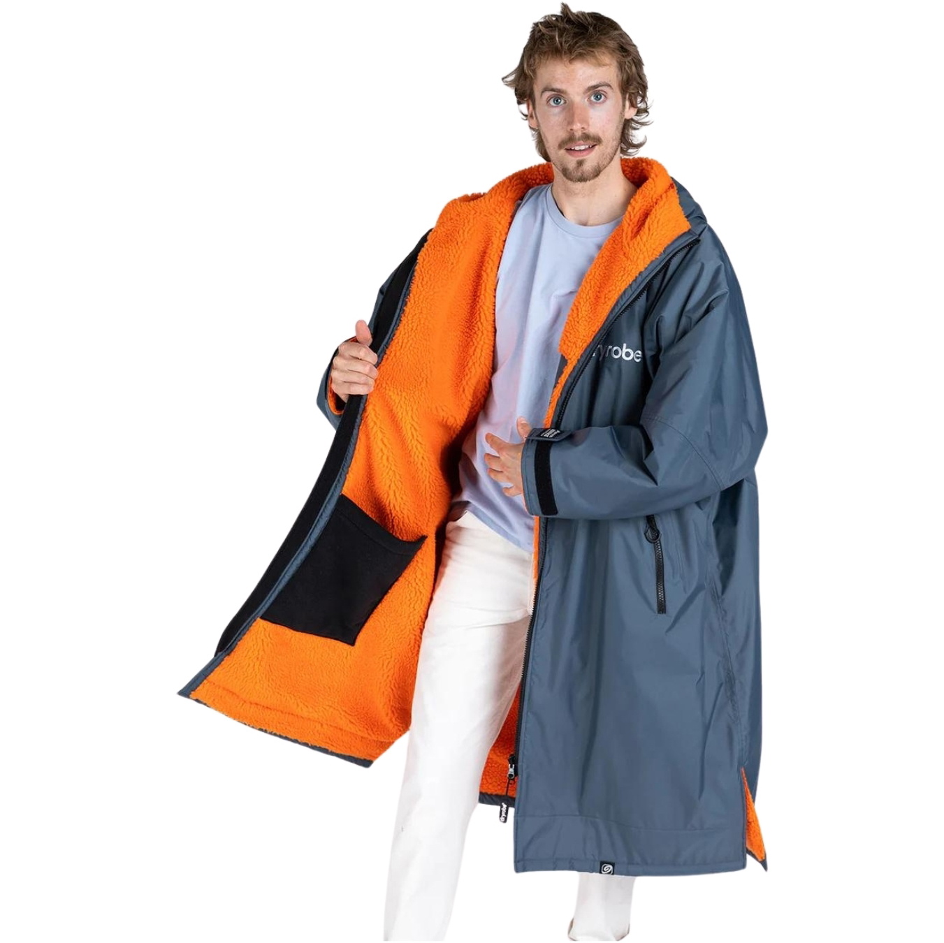 2026 Dryrobe Advance Peignoir à Manches Longues DALSV3 - Gris Foncé / Orange
